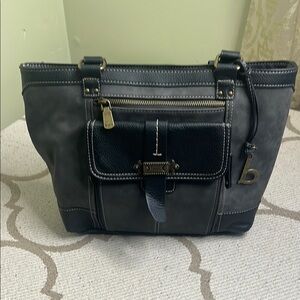 BOC vegan leather multiple pockets Black Gray shoulder tote Bag